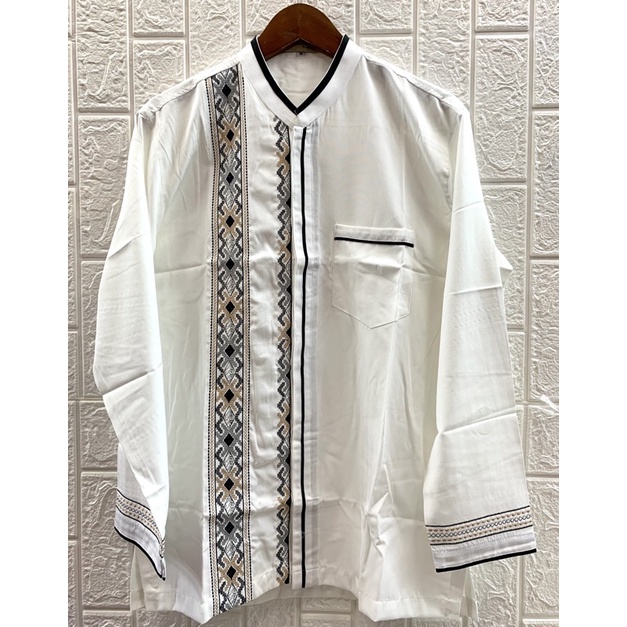 BAJU KOKO PUTIH DEWASA TANGAN PANJANG  / KOKO ARRAHMAN PANJANG / BAJU KOKO KATUN ADEM kode ( ARK )