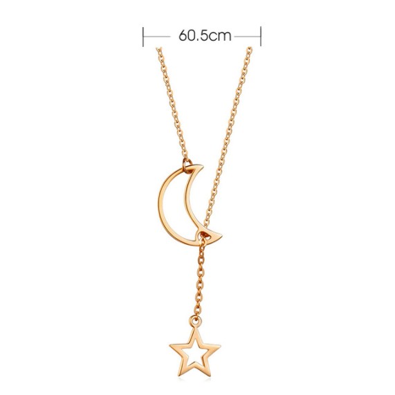 Kalung Liontin Bulan Bintang Liar Sederhana Kalung Wanita Liontin