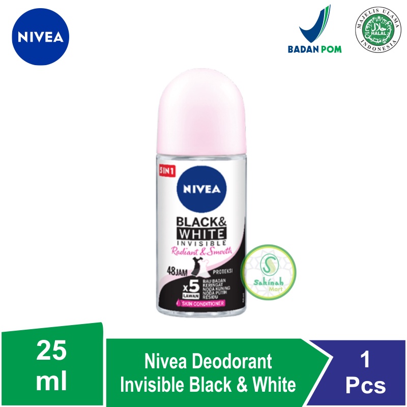 NIVEA Personal Care Deodorant Invisible Black &amp; White Roll On - 25 ml