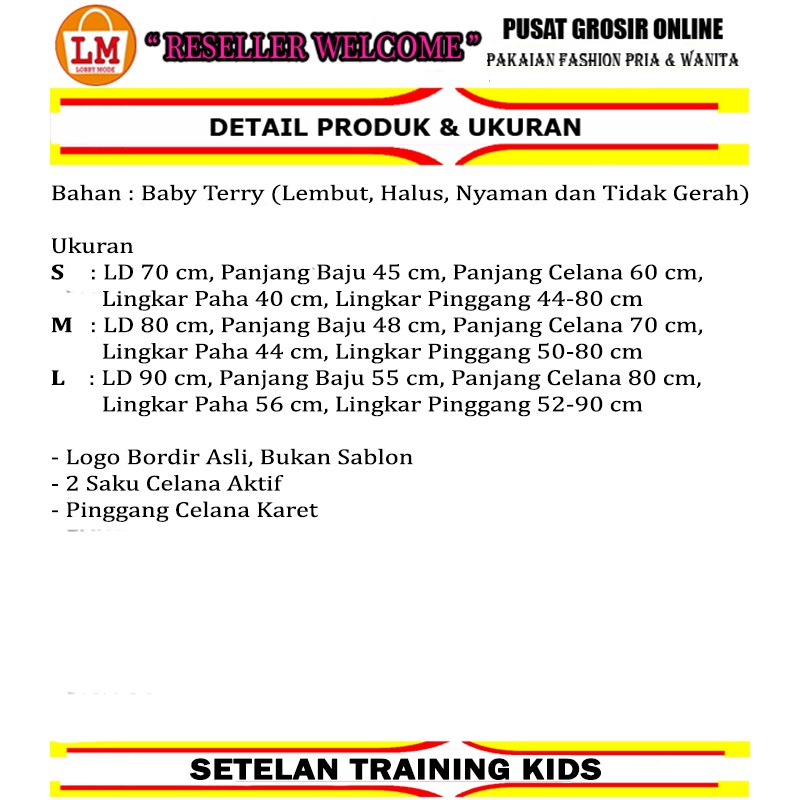 TERBARU  Setelan Pakaian Olahraga Anak Perempuan training KIDS Full BORDIR Ukuran S M L LMS 20838