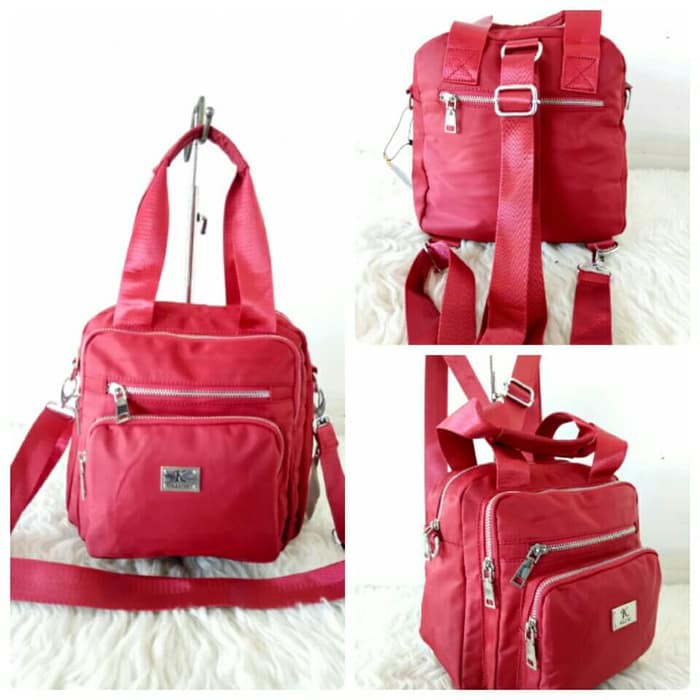 "KLUM 3Fungsi Tas Jinjing/Tas Selempang/Tas Ransel Wanita Import SUPER - Maroon"