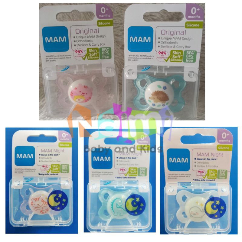 MAM Pacifier Empeng Bayi 0+ Orthodontic Original dan Night Glow In The Dark