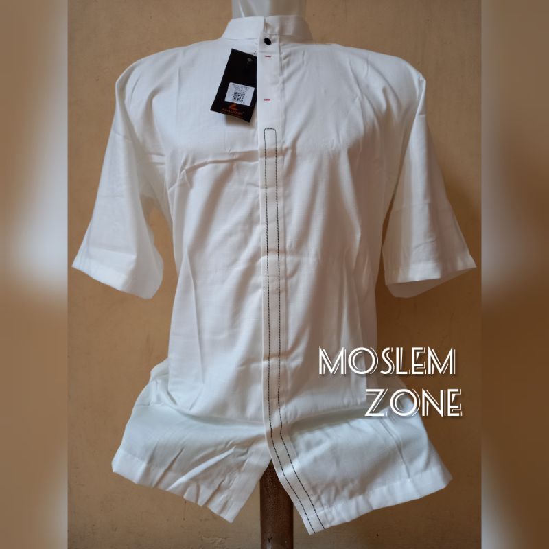 Baju koko Al Luthfi Putih Aplikasi Lengan Pendek