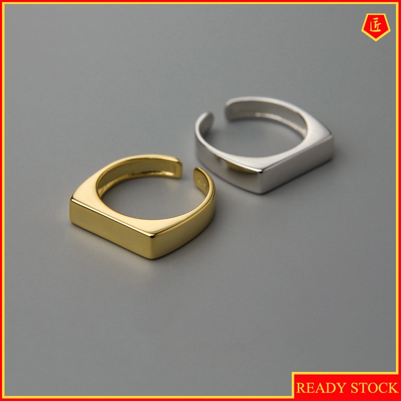 [Ready Stock]S925 Silver Minimalist Square Ring for Women Fashion All-Match