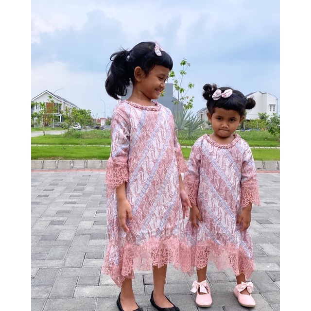 Batik Viscose Dobby Dress Batik Viscose Dobby Anak Dengan Lace Brokat Dan Bandana Dobby Lace Anak Da