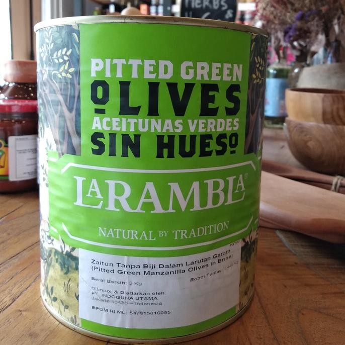 Khas La Rambla Pitted Green Manzanilla Olives 3kg