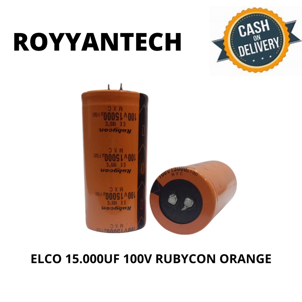 ELCO 15.000UF 100V RUBYCON ELKO 100 VOLT 15.000 UF RUBYCON ORANGE