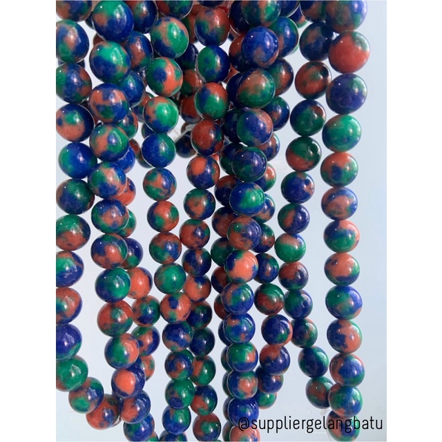 bahan cloisonne EXCLUSIVE 10mm round stone natural biru orange hijau