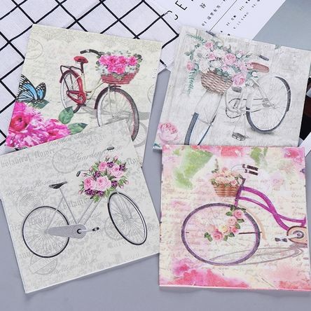 Decoupage Napkin - Tissue Decoupage 2Ply FL - Bicycle Flower Basket