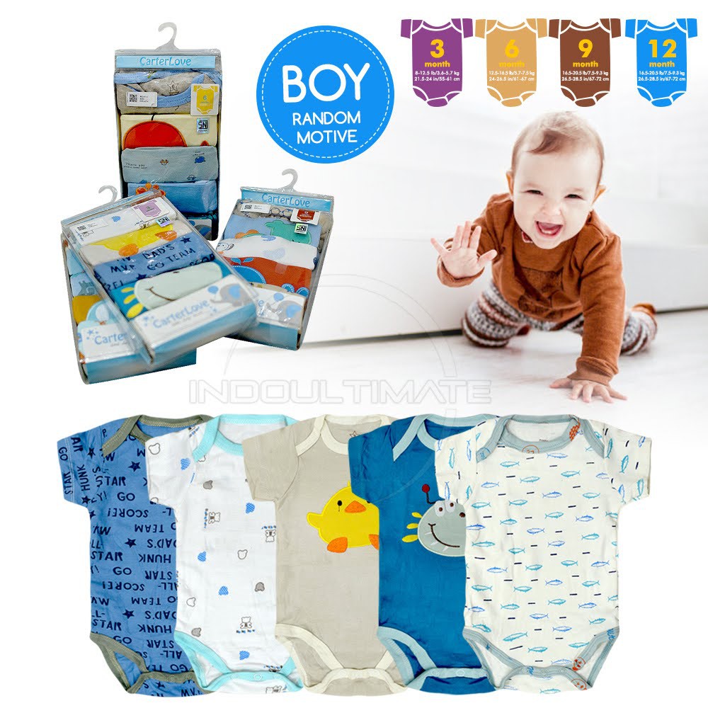 5Pcs Jumsuit Bayi Lengan Pendek BC-01-7 Jumper Bayi Bodysuit Bayi Jumpsuit Anak Bayi Baju Tidur Bayi-5Pcs BOY
