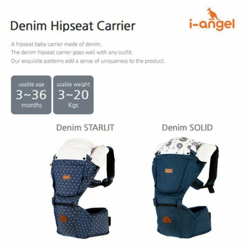 i-Angel Denim Hip Seat Carrier (Gendongan Pinggul Bayi)