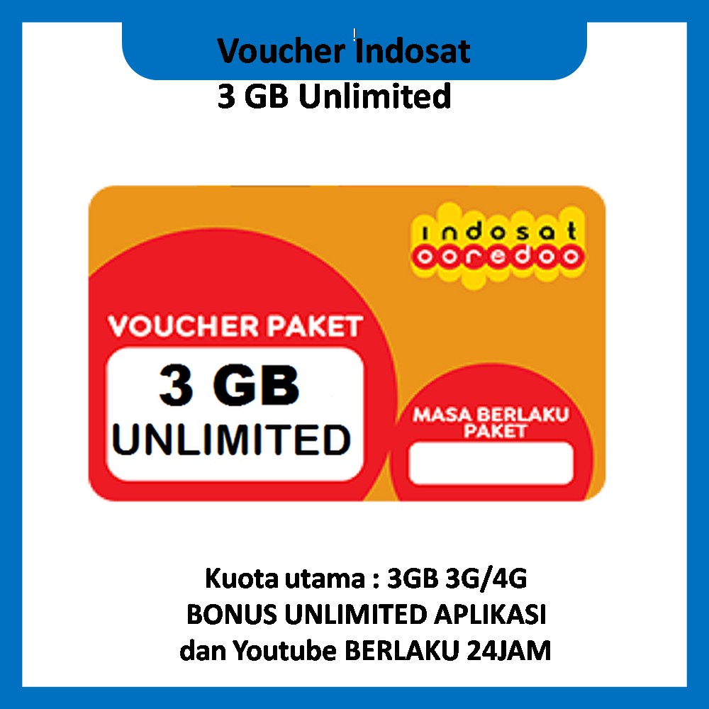 Voucher Indosat 3 GB Unlimited