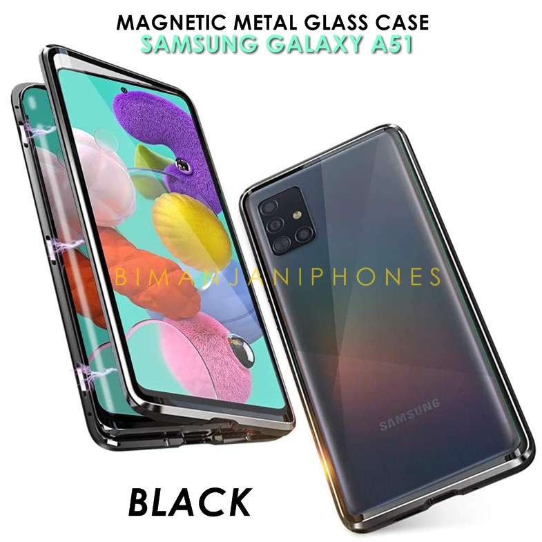 Samsung A51 - Samsung A71 Magnetic Metal Glass Case TransparantPremium 2in1 Magnetic Glass