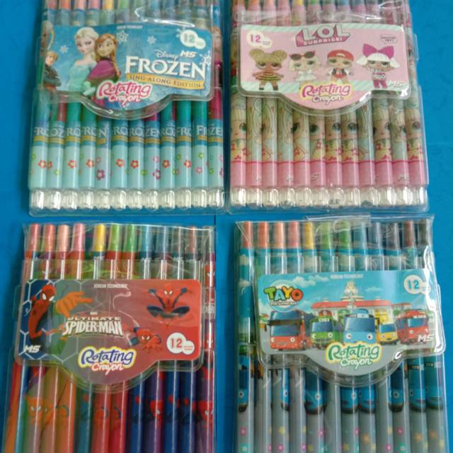 

Crayon putar karakter 12 warna murah original