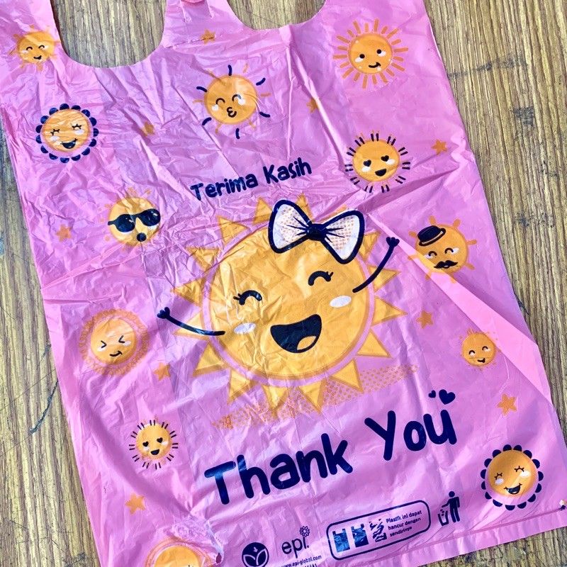 Kantong Plastik Kresek Warna-Warni Smile Thank You Uk 17 24 29 PLASTIK TERIMA KASIH