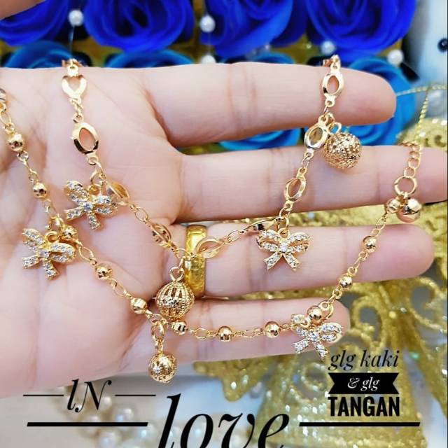 Xuping gelang tangan dan gelg kaki lapis emas 0452k