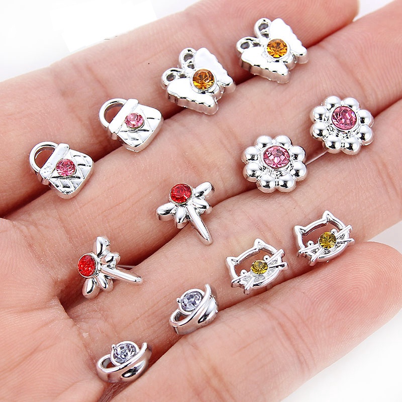 6 / 18 / 36 Pasang Anting Stud Mutiara Berlian Imitasi Bentuk Hati Bintang Bahan Logam Gaya Korea Untuk Wanita