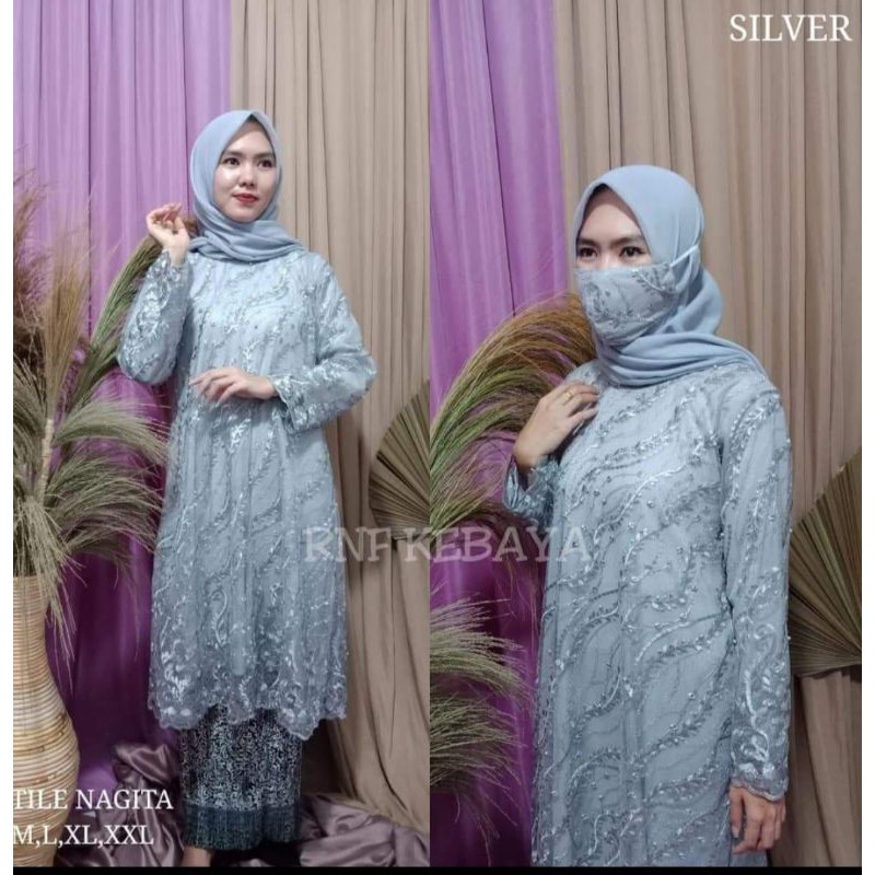 kebaya brokat setelan kebaya modern tunik tulle pesta lamaran