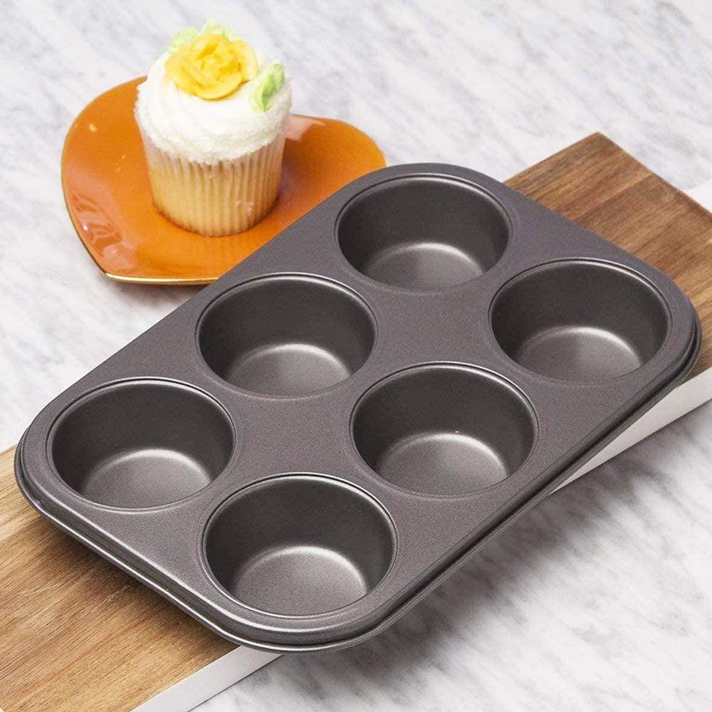 [Elegan] Cupcake Baking Tray Carbon Steel Loyang Cupcake Bulat Baking Dish Loyang Anti Lengket