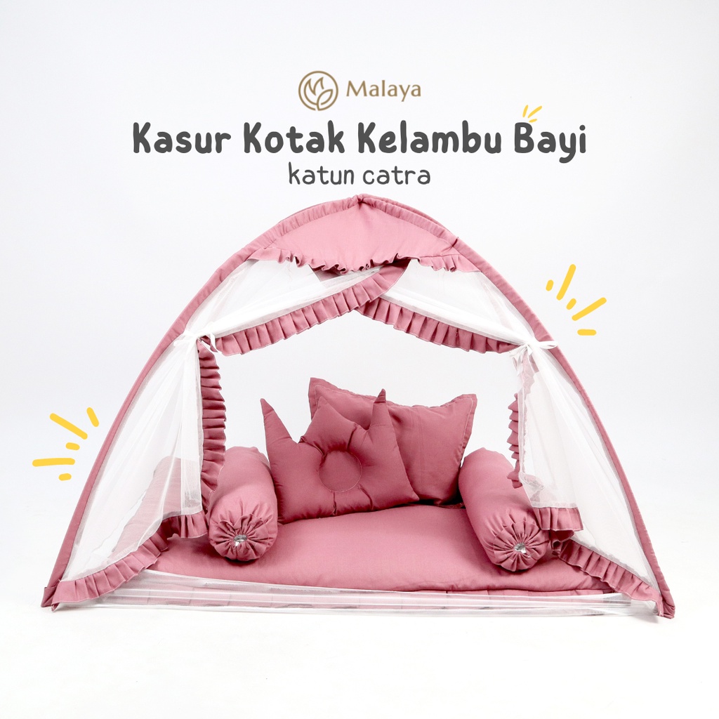 KASUR BAYI KOTAK SET KELAMBU TENDA / ALAS TIDUR BAYI SET KELAMBU TENDA / KASUR BAYI SET KELAMBU BANTAL GULING DAN BANTAL PEYANG MALAYA BABY