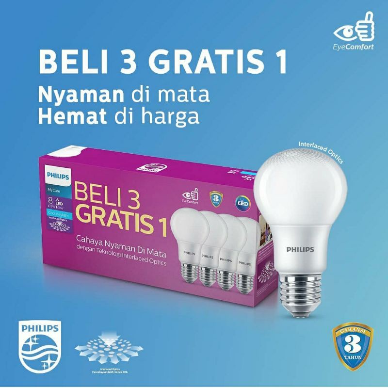 Jual Lampu Rumah LED Philips 4 6 8 10 12 14.5 W Watt Multipack Kemasan ...