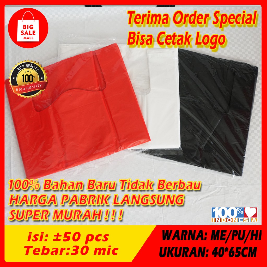 Kantong Plastik Kresek laundry 15X34/21X38/28X49/40X65 Kantong Plastik HD Berlanja Plong Plastik Packing