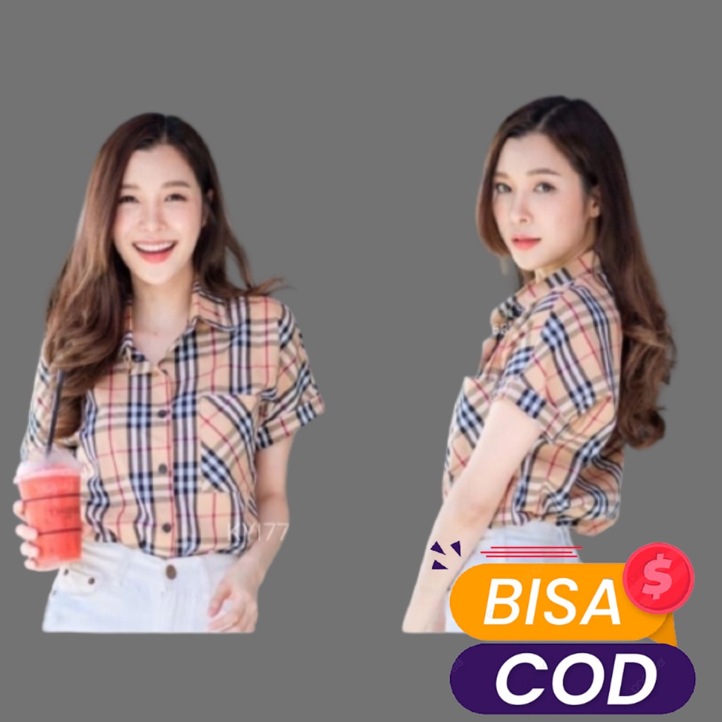 T&C.18 Fashion Baju Kemeja Wanita Lengan Panjang Terbaru / Kem Kemeja Paula / Waffle Top Paula/ Hem 