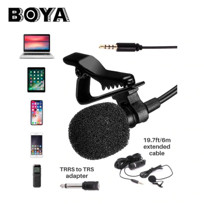 MIC JEPIT BOYA BY M1 OMNIDIRECTIONAL MIC CLIP ON FOR SMARTPHONE DSLR