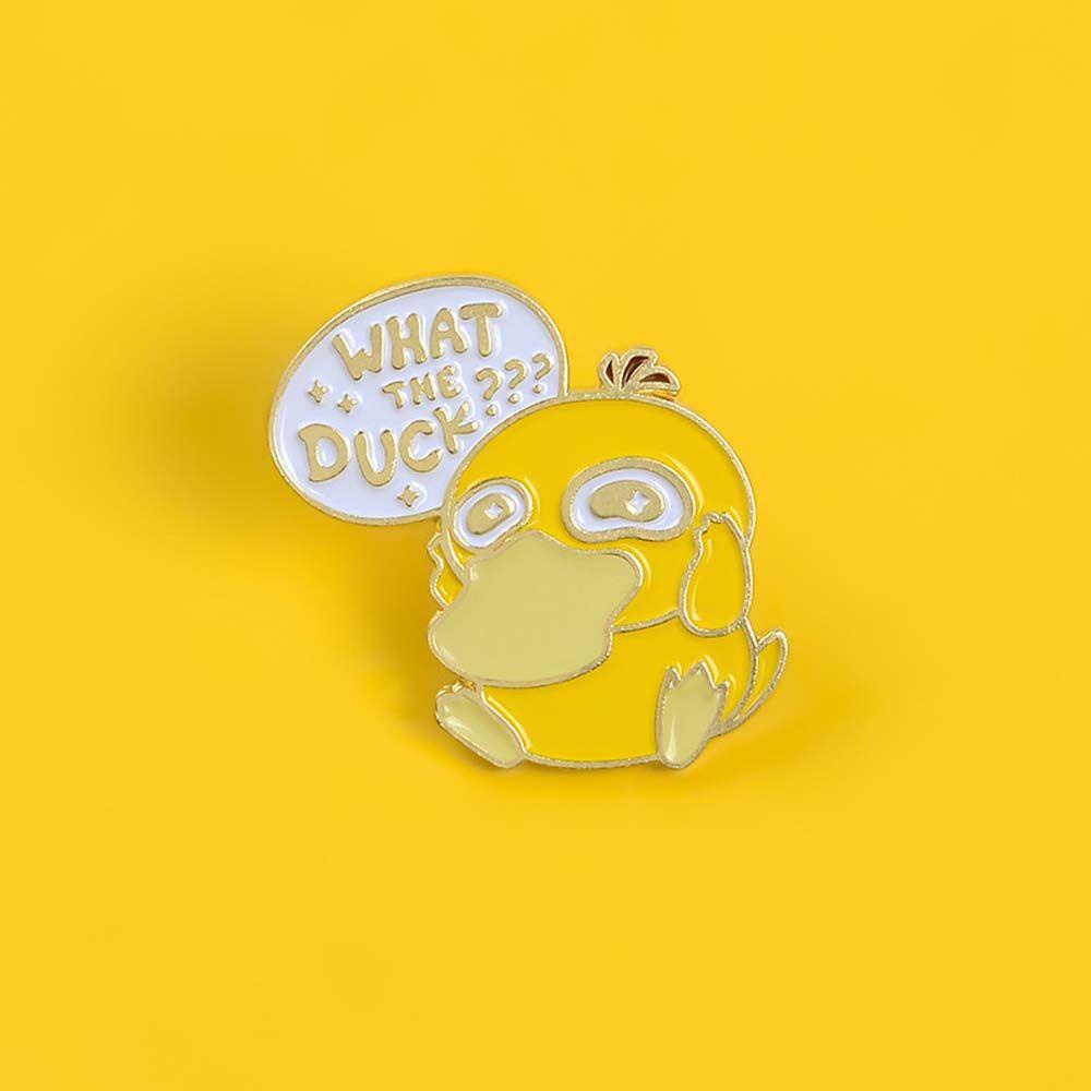 Lanfy Bebek Kuning Bros Hadiah Untuk Wanita Pria Kerah Bros Bebek Kuning Kecil What The Duck Travel Commemorative Lapel Pin Enamel Pin