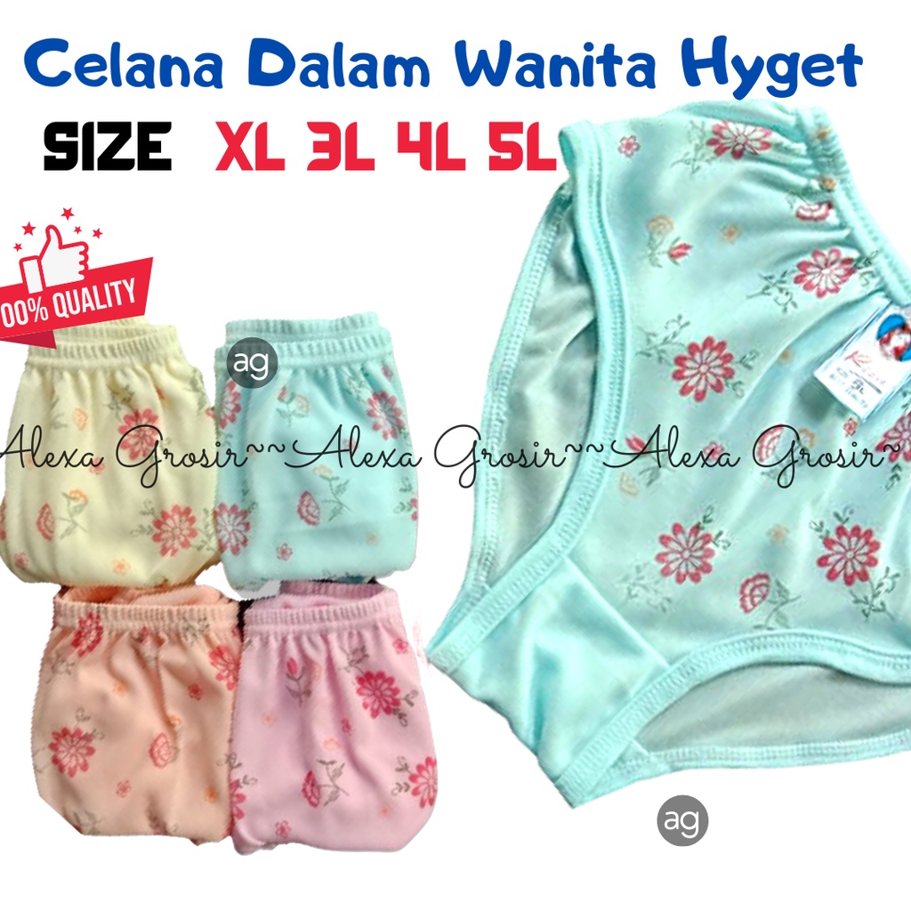 12 PCS Undies Celana Dalam Wanita Motif Hyget Ukuran ampe extra jumbo size 5L/ XXXXXL