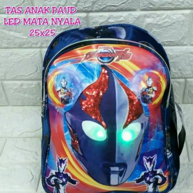 TAS ULTRAMAN / TAS ANAK PAUD TK LED MATA NYALA / TAS RANSEL KARAKTER ULTRAMAN /TAS ANAK LAKI-LAKI