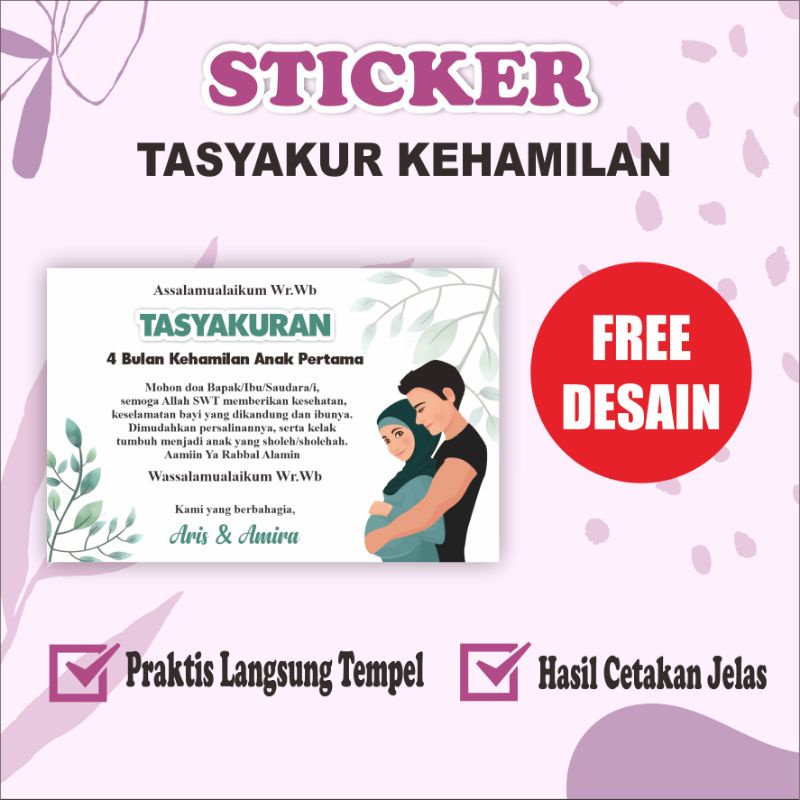 Jual Tanpa Minimal Order Sticker Box Tasyakuran Kehamilan Bayi