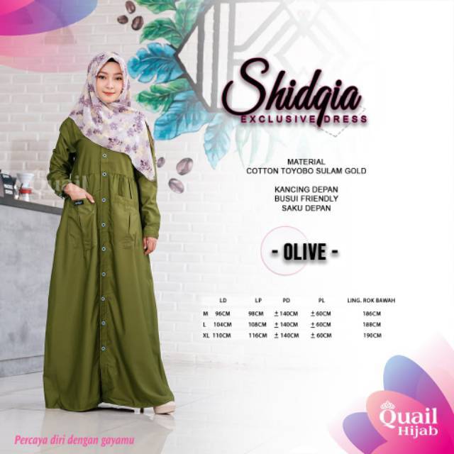 Shidqia Gamis Dress Syari Exclusive Terbaru Busui Fit M L XL Polos Ori Quail Hijab Solo Grosir Murah