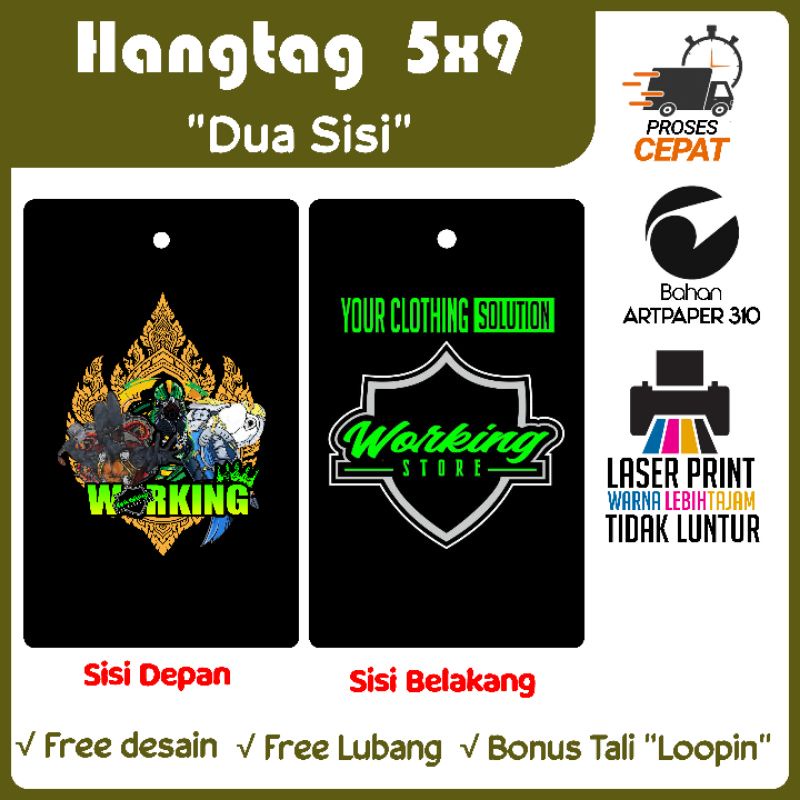 

Hang Tag Baju (FREE DESIGN) - Label Baju - Cetak Hangtag Baju - Label - Hangtag 5x9 Dua sisi