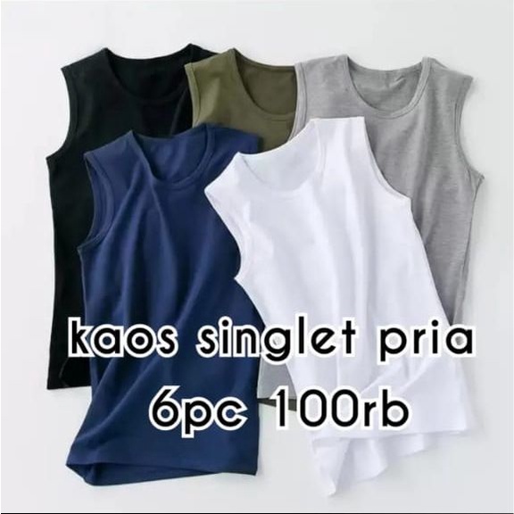 PAKETAN SINGLET 6PCS/ONECK/TERMURAH DAN BERKUALITAS/BISA COD