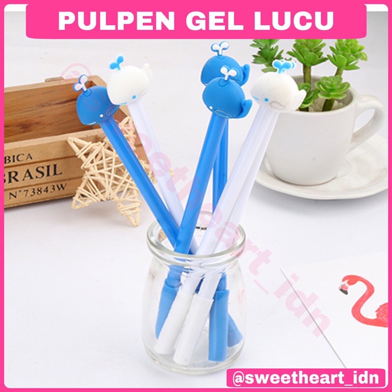 Pulpen karakter lucu / alat tulis sekolah / pen lucu motif paus