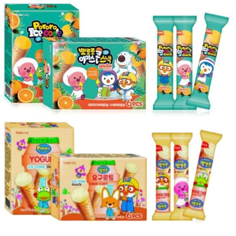 

【TERSEDIA & COD】 Pororo Ice Cone Snack Yuzu and Yogurt Box - Netto 6 Pcs x 9 Gram