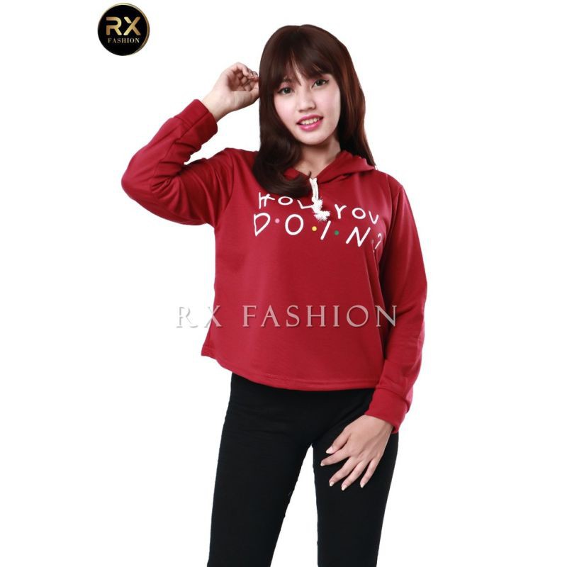 eReX FASHION Sweater Crop How You Doin bahan babyterry fit to L