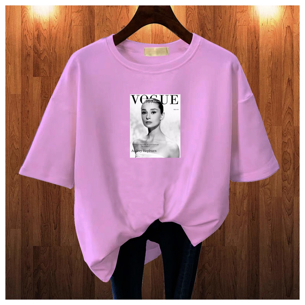 CALVIERO SHOP - BAJU KAOS ATASAN WANITA PRINT AUDREY VOGUEE LOGO GALAXY PRINT