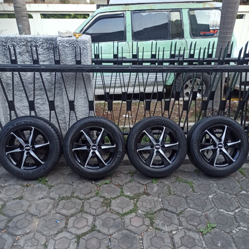 4 velg R14 pcd 100+Ban 175/65 picanto brio vios etios datsun march agya ayla jazz yaris lova kalos aveo karimun picanto