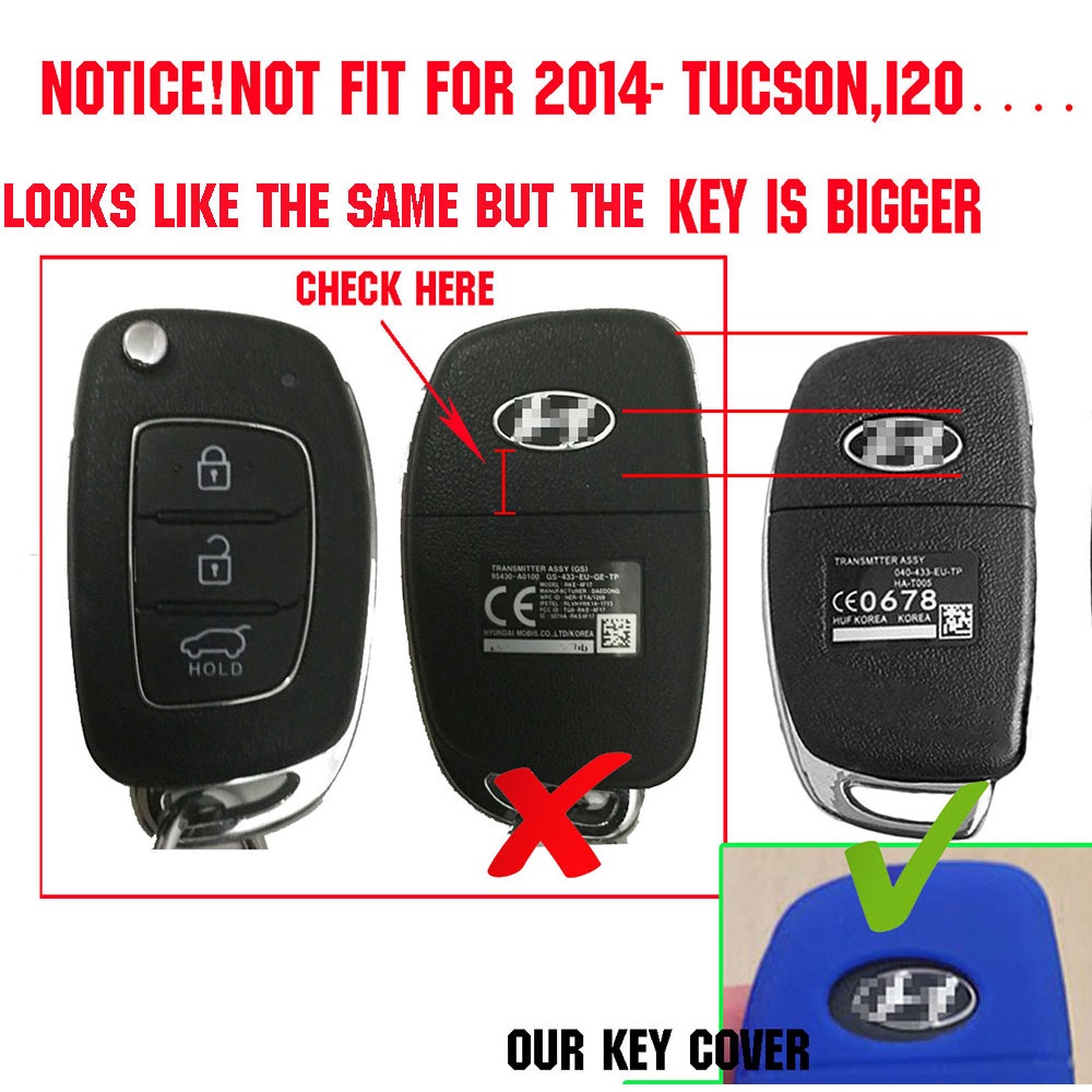 Casing Kunci Mobil 3 Tombol Bahan Silikon Untuk Hyundai Santa Feata Elantra Verna Ix35 Solaris Ix45 I10 I30 Fob