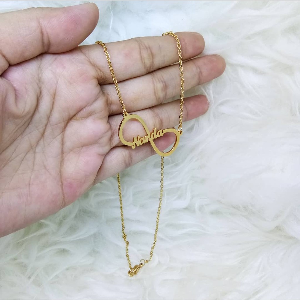 Kalung Liontin Ukir Nama Lapis Emas Anti Karat