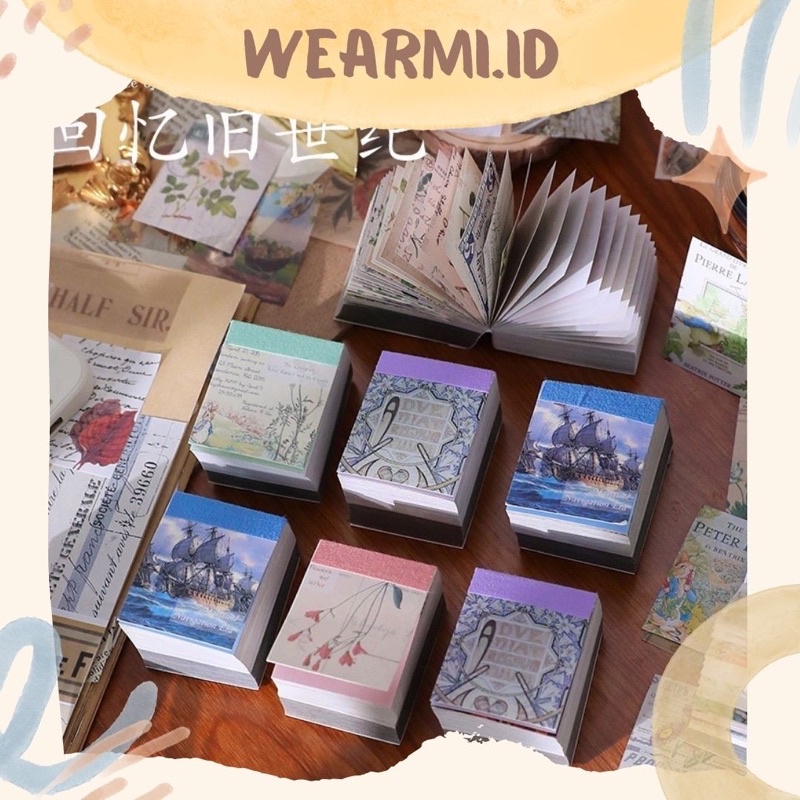 

400 Lembar Kertas motif Vintage 4 Buku Variasi Aesthetic Jurnal Bujo DIY Aesthetic Butter Paper