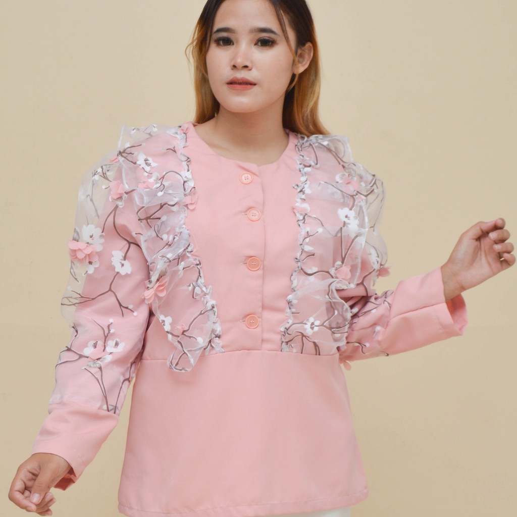 Baju Organza Bunga - Zaurora Top