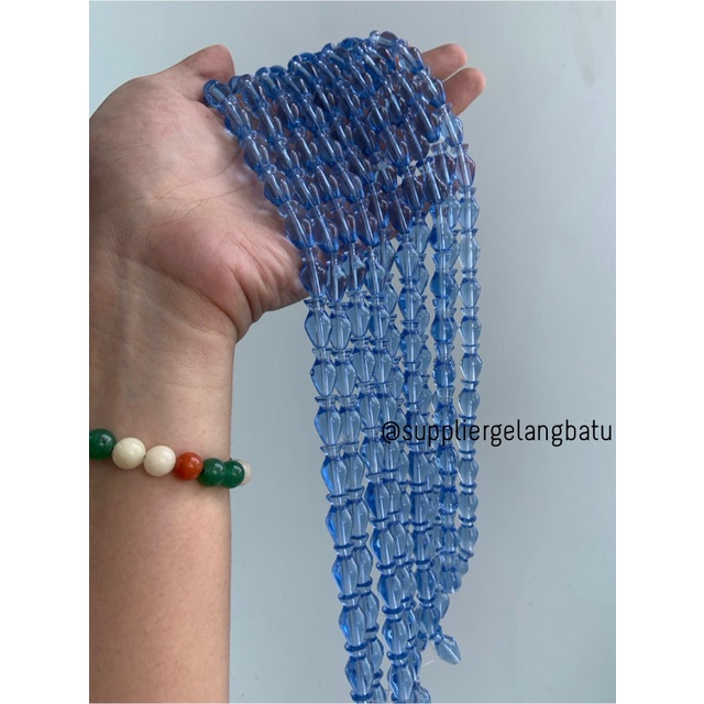 manik ujung kepala tasbih GUCI BLUE QUARTZ aksesori kalung gelang 10mm