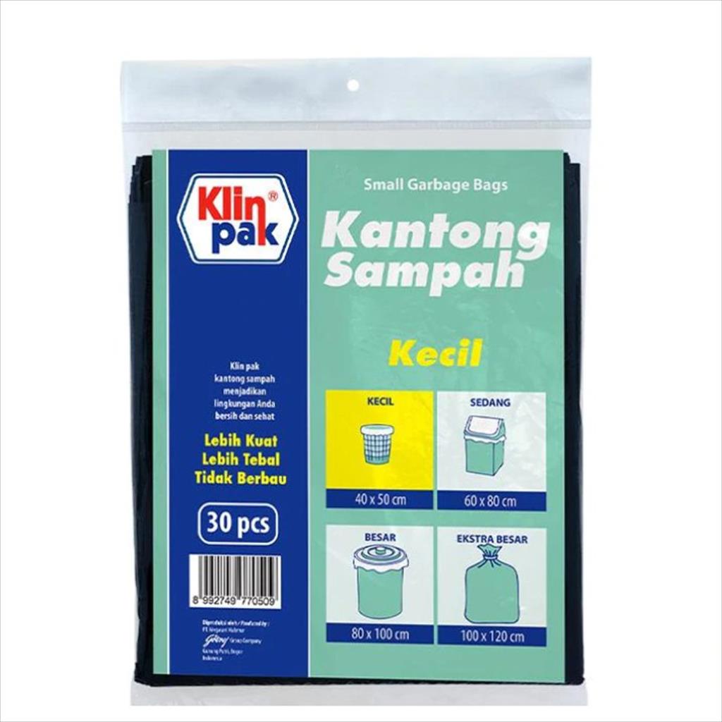 Klinpak Klin Pak Kantong Sampah Plastik Hitam Kecil 40CM x 50CM - 40 CM x 50 CM Isi 30 PCS