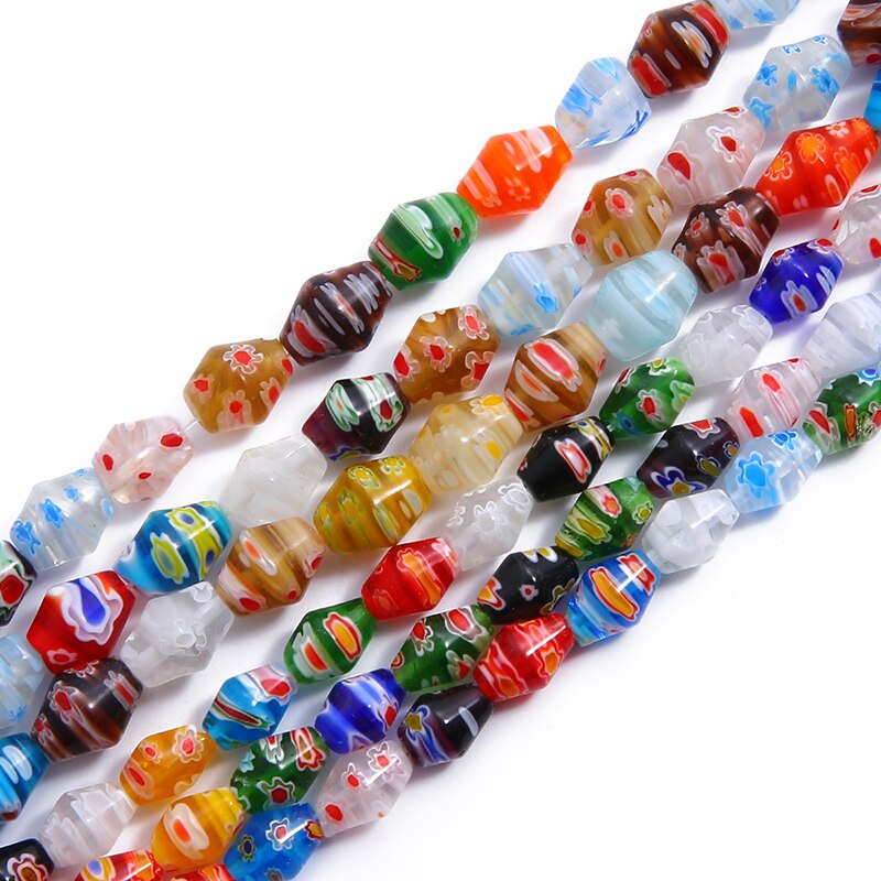 8x10mm 10x12mm 32-38 Pcs Oval Bentuk Bunga Pola Campuran Warna Lampwork Manik-manik Kaca DIY Perhiasan Gelang Membuat Temuan DIY Pasokan