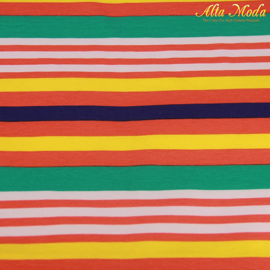 

Alta Moda Kain Jersey Stretch Motif Stripe Orens Hijau Putih (1M)
