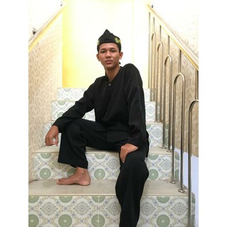 Jual Satu Setel baju Pangsi hitam polos- setelan baju kampret adat