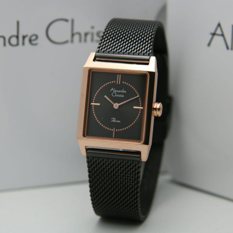 New 2021 Jam Alexander Christie Wanita AC 2896LH Black Rosegold Original - Cantik Anggun Elegan